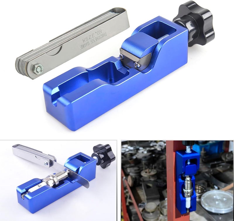 CNRAQR Universal Spark Plug Gap Adjustment Tool with Magnetic Base Compatible with Most 10mm 12mm 14mm 16mm Spark Plugs Blue - 1 Set with Feeler Gauge for Easy Installation and Storage - Image 2